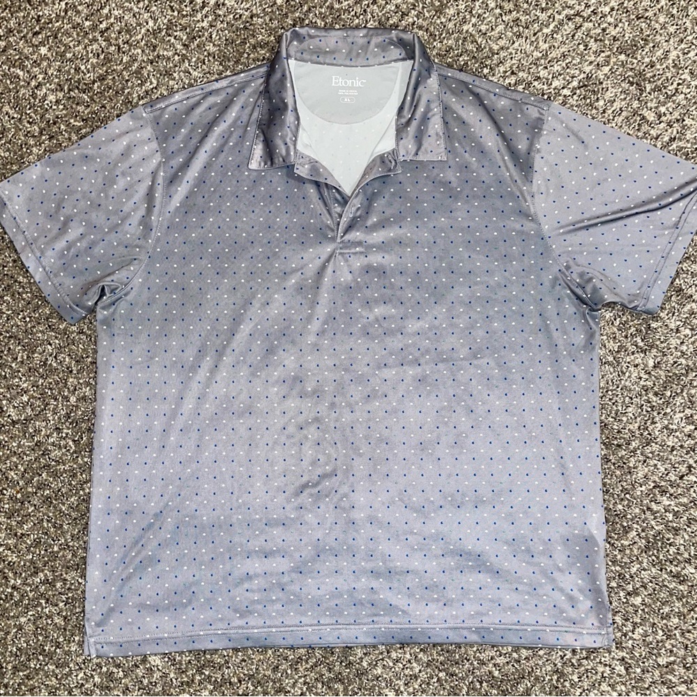 Etonic Men's Size XL Gray Polka Dot Polo Shirt